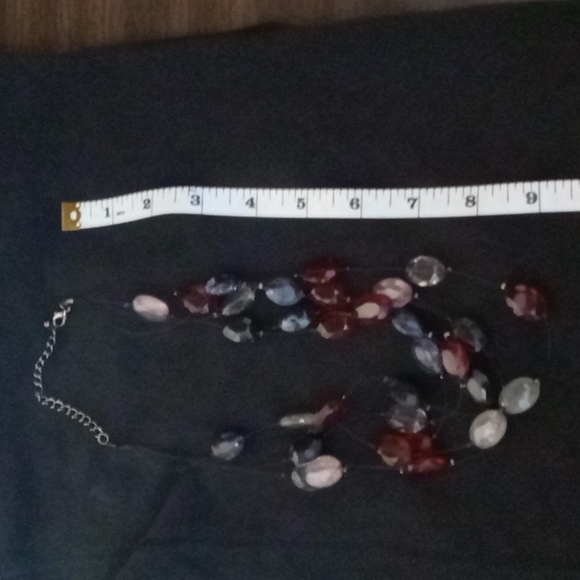 Red, White and Blue Beads on Multi Wire Necklace - Picture 3 of 3